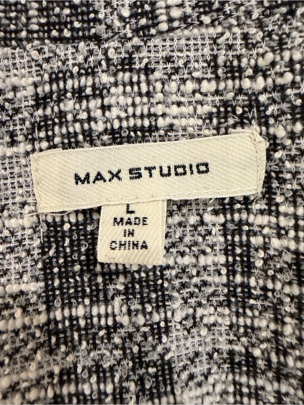 Max Studio Women's Large Gray Black Textured Knit Blazer Jacket Ruched Sleeves - Picture 7 of 9
